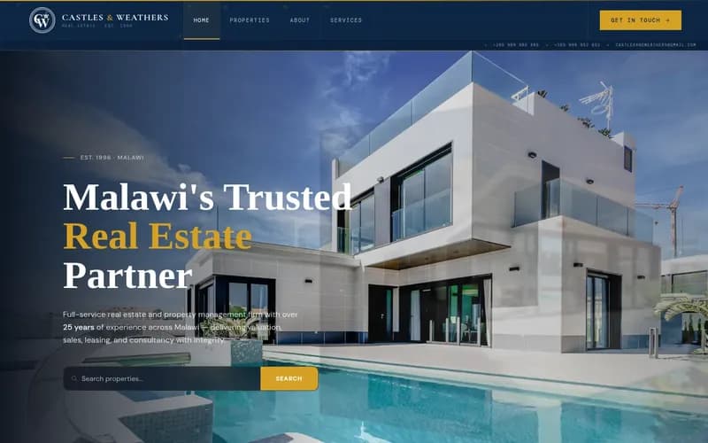 Castles & Weathers home page with a property search