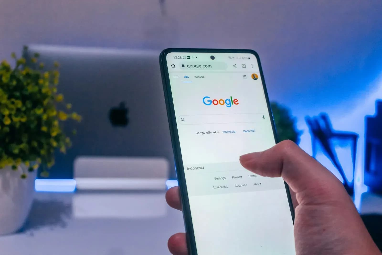 Google search open on a smartphone