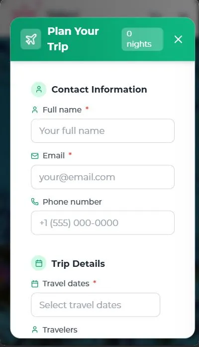 Booking flow – mobile view