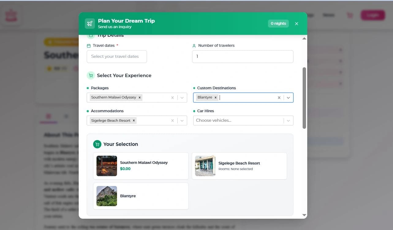 Booking flow – Desktop full view